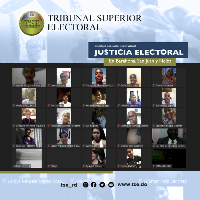 Concluye con éxito curso virtual Justicia Electoral, en zona sur, impartido por el Tribunal Superior Electoral